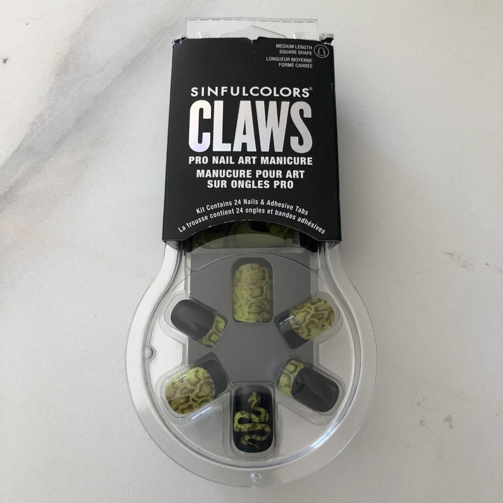 Sinful Colors 3D Claws Press On Nails Snake Charmer 2659  Med Length 24 Nails